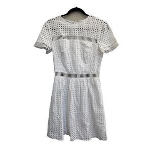 Bebe Womens 6 Cotton Eyelet Lined Embroidered Cut Outs White Dress Lined #6677